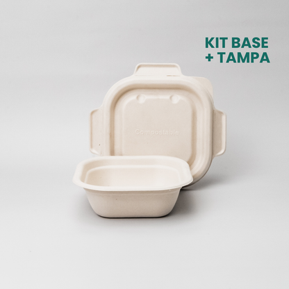 Kit pote 300ml quadrado com tampa