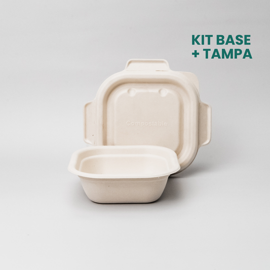 Kit pote 300ml quadrado com tampa