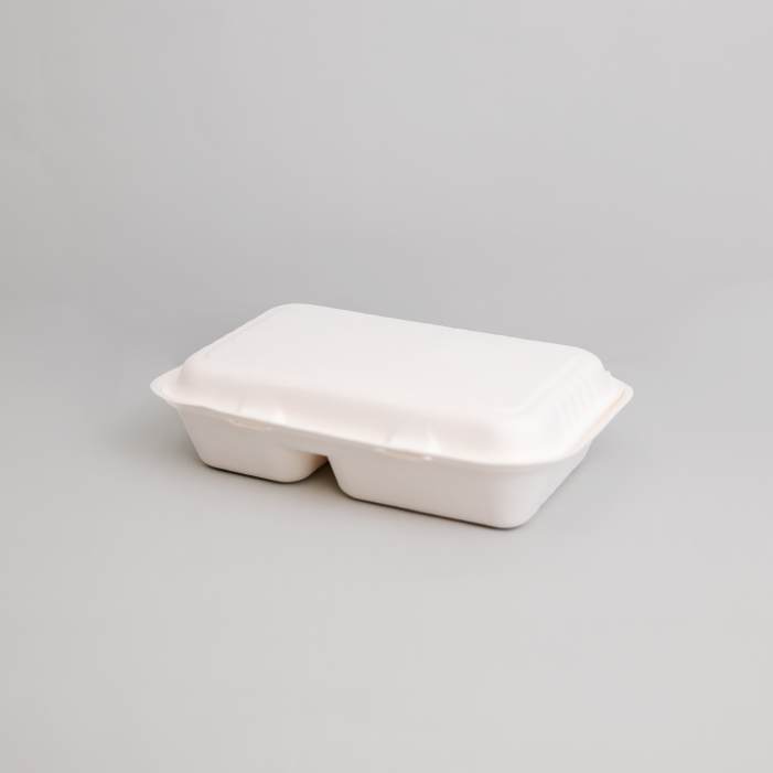 Hamburgueira biodegradável 950ml retangular c/ 2 compartimentos