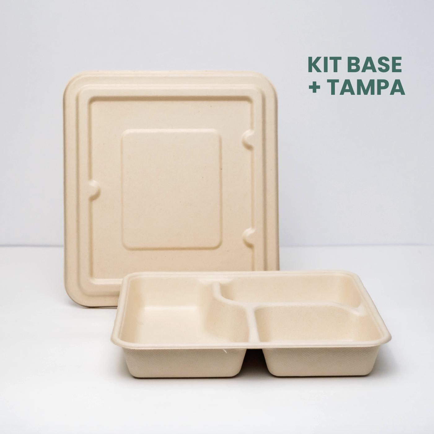 Kit marmita 1200ml c/ 3 compartimentos c/ tampa