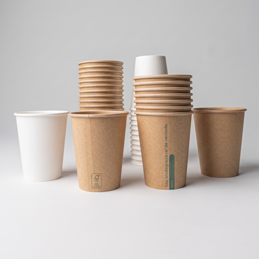 Grupo de copos biodegradáveis Terraw 300ml sem tampa